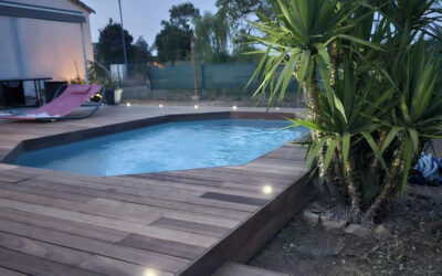 Terrasse bois avec ses 18 spots Led