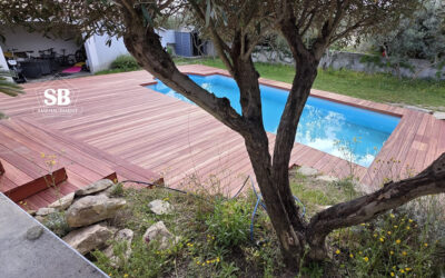 Superbe plage en padouk pour ce tour de piscine !