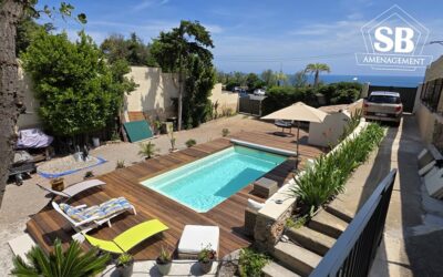 Superbe terrasse bois en Padouk sur 2 niveaux