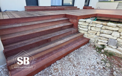 Terrasse bois en padouk + escalier