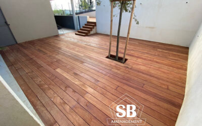 Double terrasse en Merbau + escalier