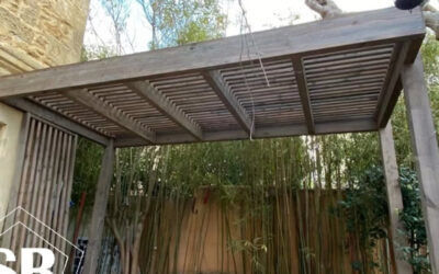 Pergola claire voie en douglas gris